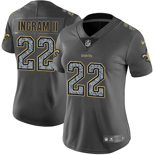 Nike Saints #22 Mark Ingram II Gray Static Women's Stitched NFL Vapor Untouchable Limited Jersey - Click Image to Close